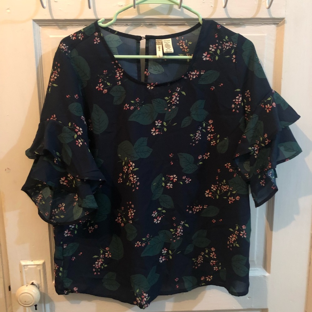 Ruffled bell sleeve blouse